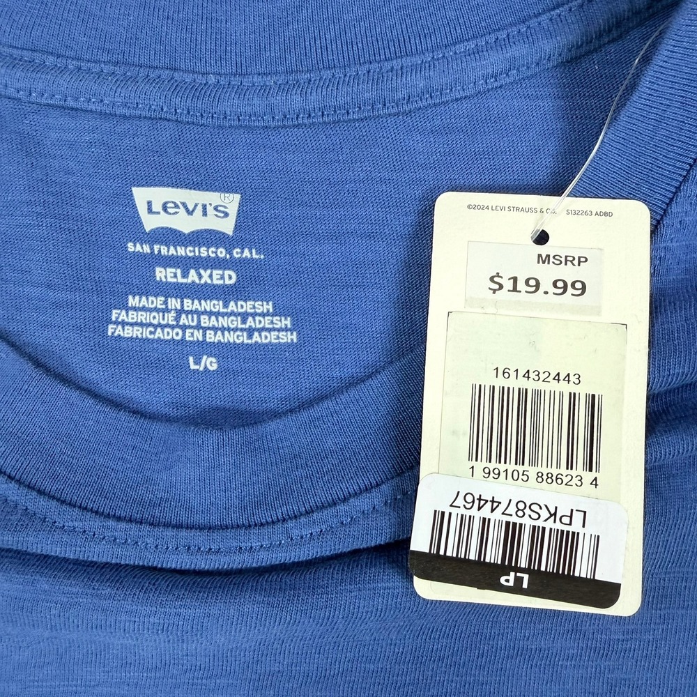 Levi's Mens Large Blue 100% Cotton Midnight Riders Graphic Relaxed T-Shirt New - Picture 2 of 7